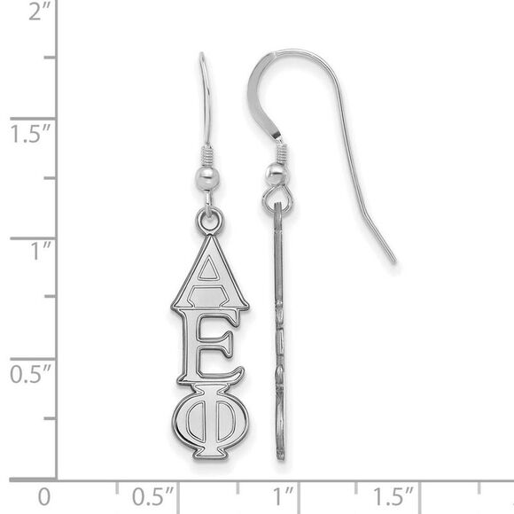 Sterling Silver Alpha Epsilon Phi Dangle Medium Earrings - Picture 2 of 3